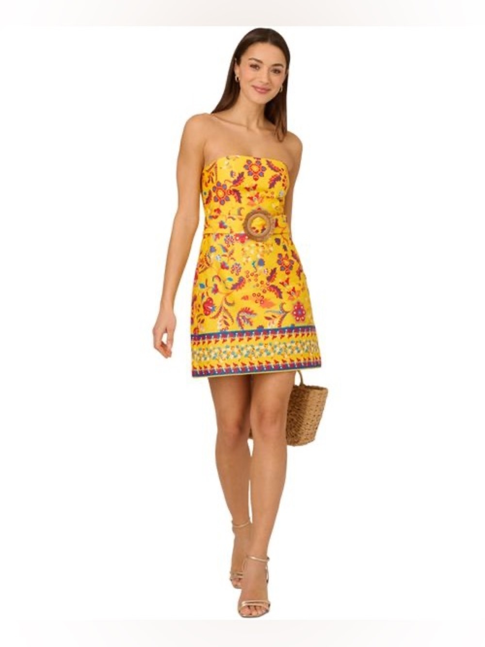 by Adrianna Papell Women's Cotton Printed O-Ring Dress